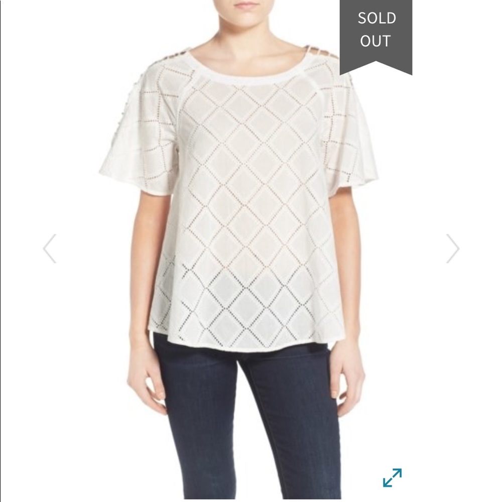 Madewell Embroidered Lattice Eyelet Boho Top